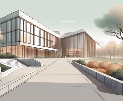 The nanjing international school building with a few surrounding elements like trees and a path leading towards the entrance