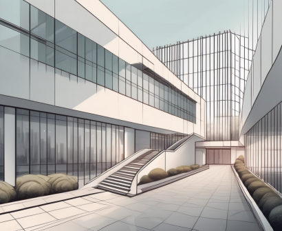 The access international academy ningbo building with a pathway leading towards the entrance