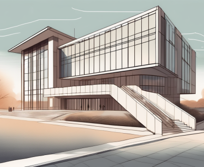 The international school of qingdao building with a path leading towards it