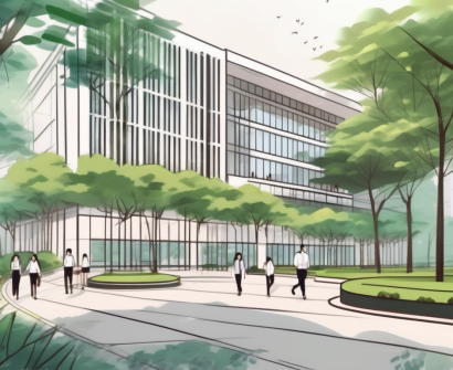 The international school of nanshan shenzhen's campus with a focus on its main building