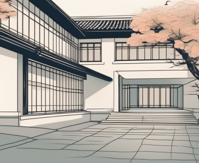 The japanese school of suzhou building with a job application form and a pen on the foreground