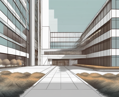 The ulink college shanghai building with a pathway leading towards its entrance