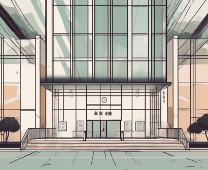 The hong kong international school building with a job application and a suitcase nearby