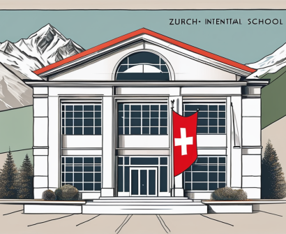 The zurich international school building with a scenic swiss backdrop
