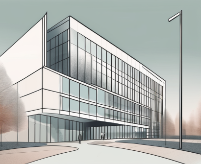 The frankfurt international school building with a path leading towards it