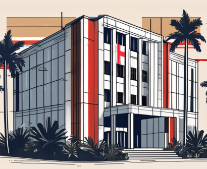 The british school manila building with a philippine flag flying in the front