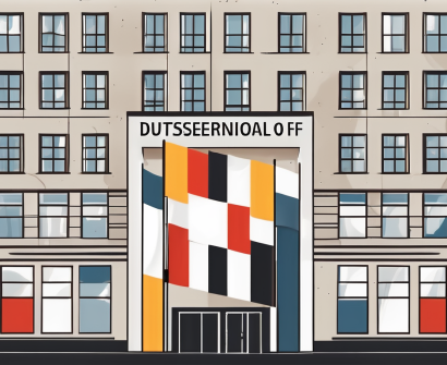 The international school of düsseldorf building with a german flag flying