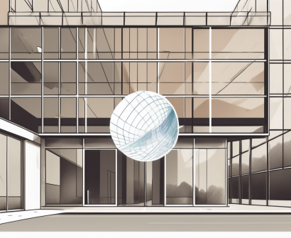 The international school of luxembourg building with a symbolic representation of job opportunities such as a magnifying glass hovering over it