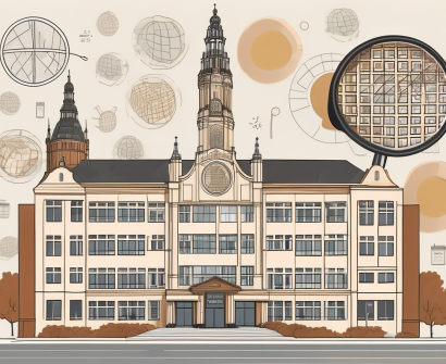 The antwerp international school building with a backdrop of iconic belgian symbols like waffles