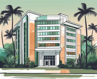 The international school of panama building with a lush tropical background