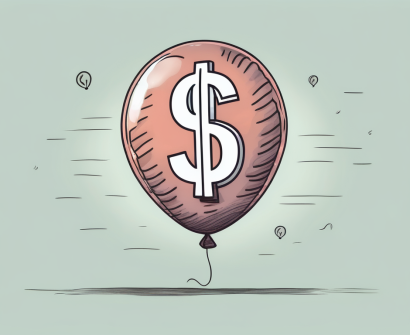 A deflated balloon with a dollar sign on it