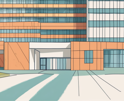 The copenhagen international school building with a symbolic representation of employment such as a briefcase or a door opening