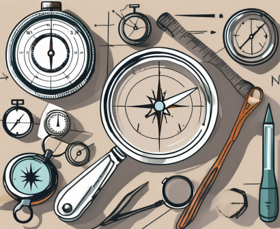 Various tools like a magnifying glass
