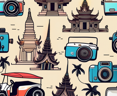 A variety of vlogging equipment like cameras