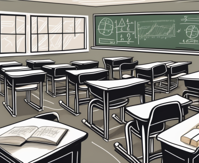 A packed classroom filled with desks and chairs