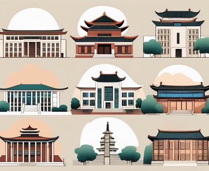 A diverse collection of ten different school buildings