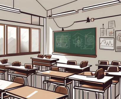 A classroom scene in malaysia with various esl (english as a second language) teaching tools such as headphones