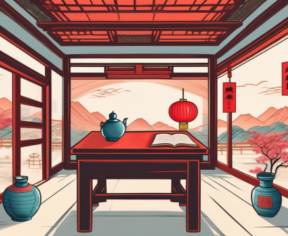 A traditional chinese classroom with an open door