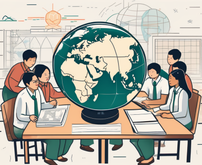 A diverse classroom setting in vietnam with various cultural symbols