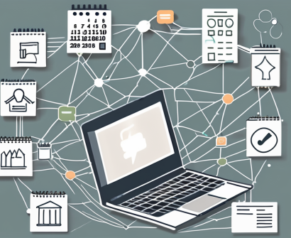 A laptop with social media icons