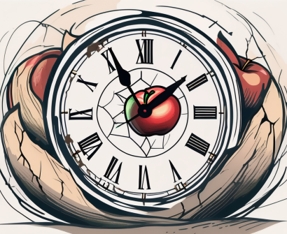 A clock embedded in an apple