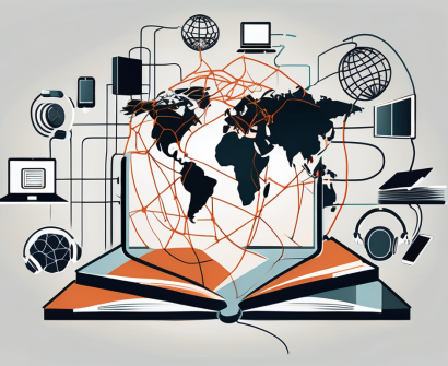 Eight different digital icons symbolizing various resources such as books