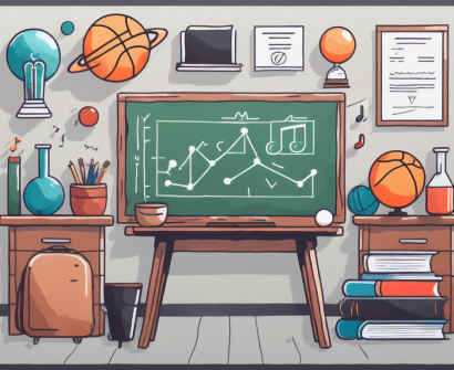 A classroom with a chalkboard