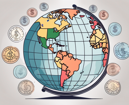 A globe highlighting various countries