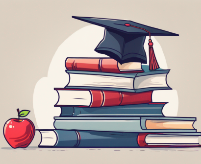 A graduation cap placed on top of a stack of books