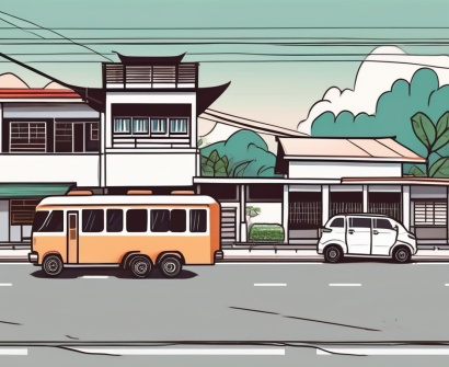 A typical thai landscape with a school building