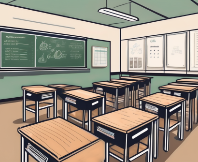 A well-organized classroom in malaysia with visible elements like desks in neat rows