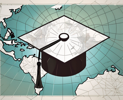 A graduation cap placed on top of a map of vietnam