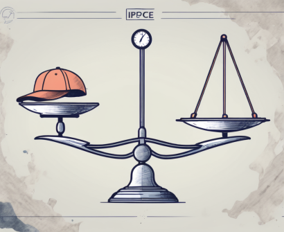 A balanced scale with an ma cap on one side and an med cap on the other