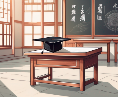 A classroom setting with traditional chinese architectural elements