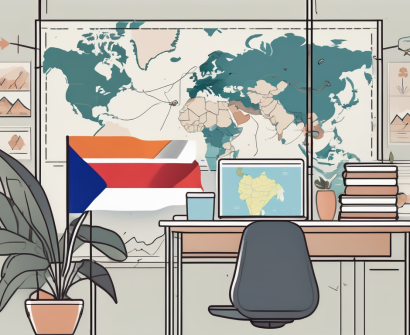 A classroom setting with diverse educational materials and elements representing thailand