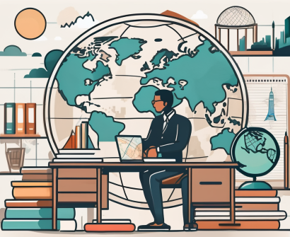 A classroom setting with an international theme