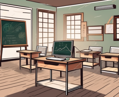 A classroom setting with vietnamese cultural elements