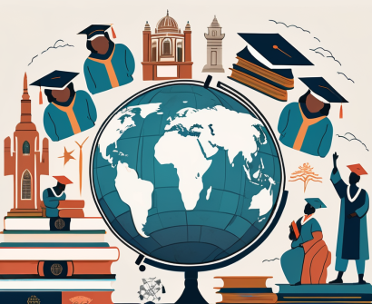 A globe with various cultural symbols (like monuments