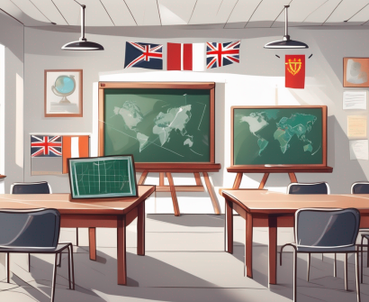 Two chalkboards in a classroom setting