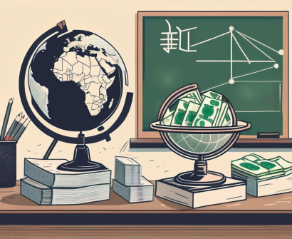 A classroom setting with a globe