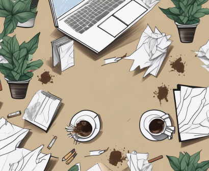 A classroom setting with eight out of ten desks showing signs of stress