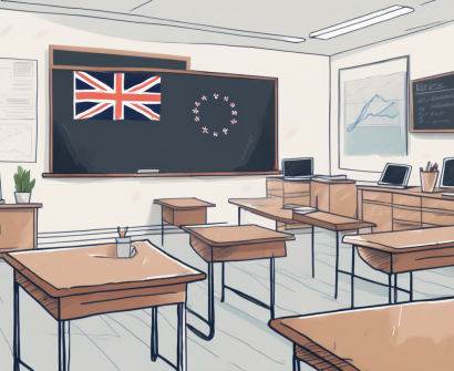 A classroom setting with a chalkboard