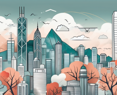 The hong kong skyline with iconic landmarks