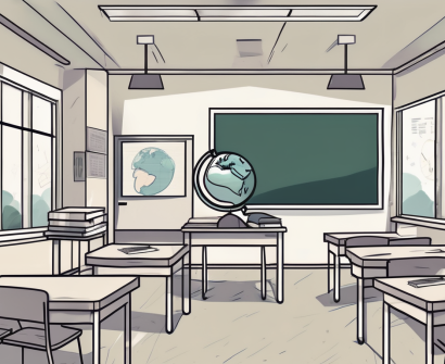 A classroom setting in malaysia with scattered teaching materials