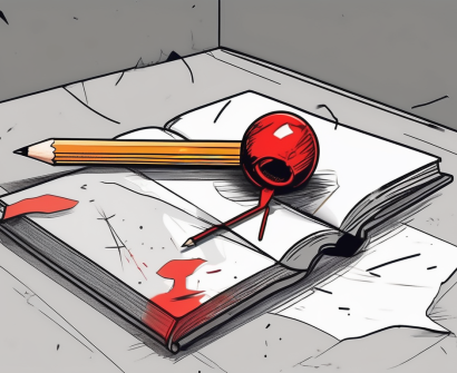 A broken pencil and a torn book on a classroom desk