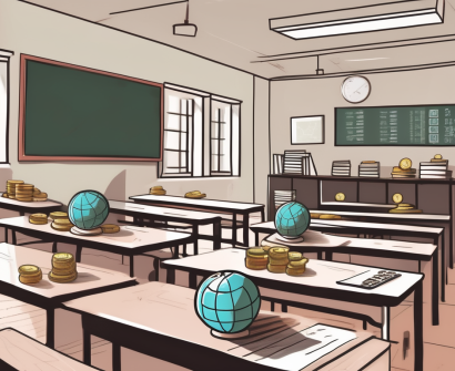 A classroom scene in thailand with a chalkboard