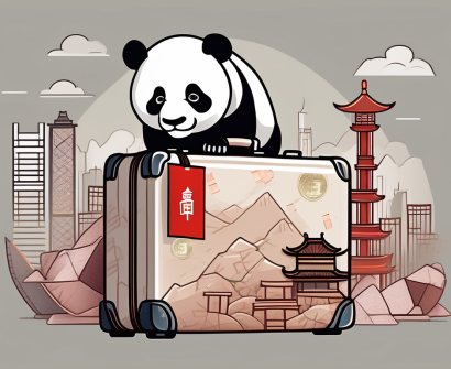 A suitcase filled with chinese currency (yuan)