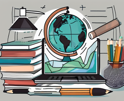 Various educational tools like a laptop