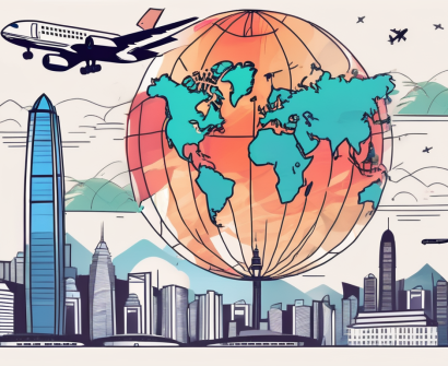 A vibrant hong kong skyline with iconic landmarks