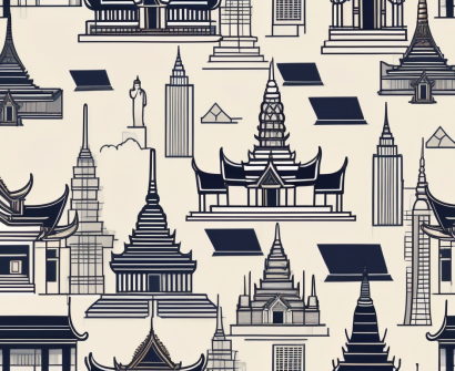 A thai cityscape with iconic landmarks